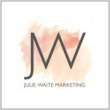 Julie Waite Marketing logo, large JW letters with peach background